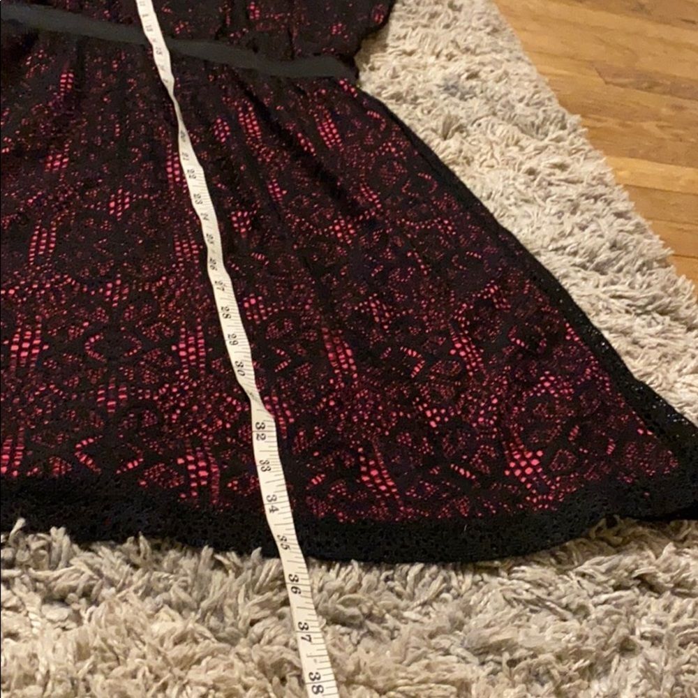 Lace Cocktail Dress Black Lace Deep Pink‎ sz L - Picture 7 of 11